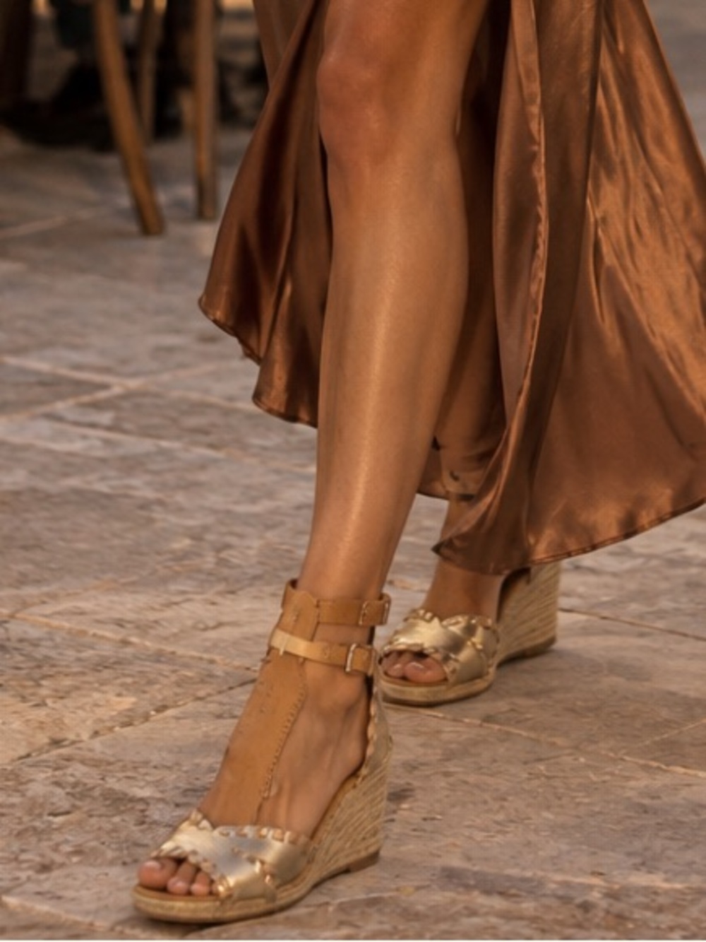 Sam Edelman Vada Espadrille Wedge Sandal Gold & Brown